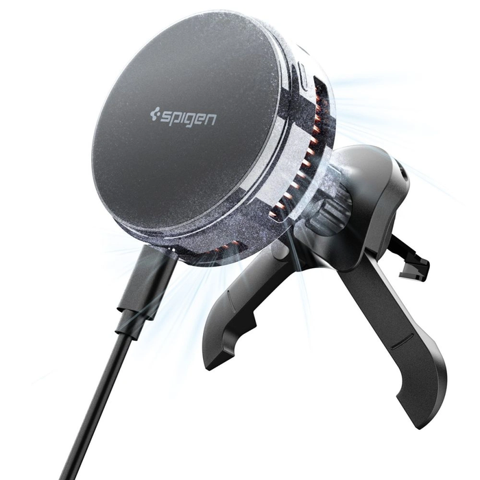 Spigen Essential EV25MFAQ Qi2.2 Peltier Magnetic MagSafe Vent Car Mount Wireless Charger Black