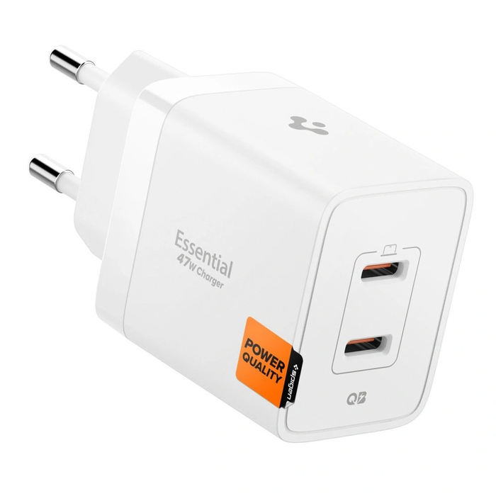 Spigen Essential EE472EU 2xUSB-C Network Charger 47W White