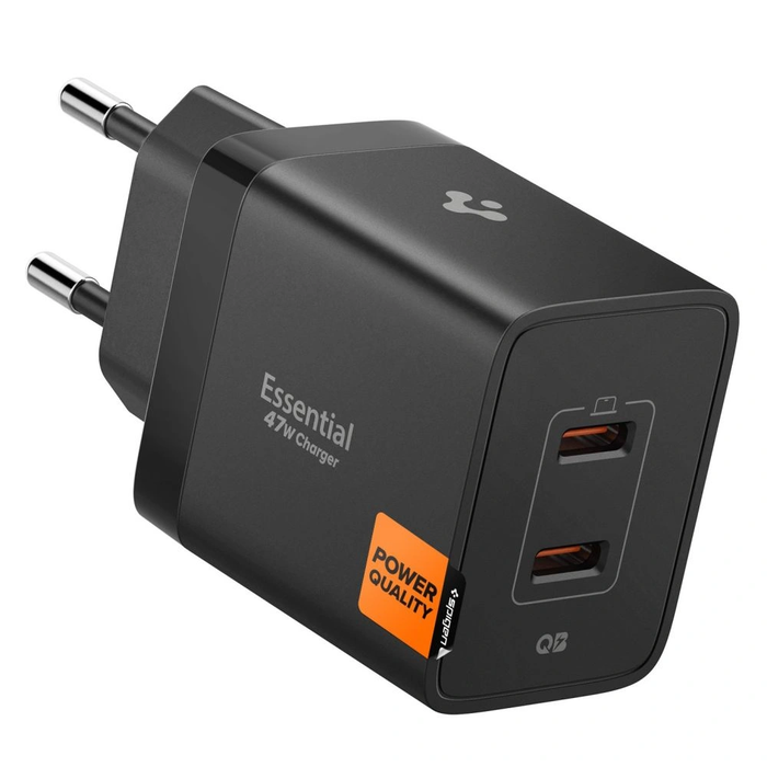 Spigen Essential EE472EU 2xUSB-C Network Charger 47W Black