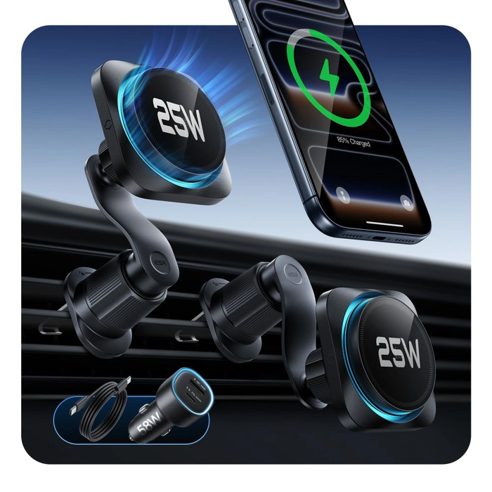 ESR OmniLock Cryoboost Magnetic MagSafe Vent Car Mount Wireless Charger Qi2.2 25W Black