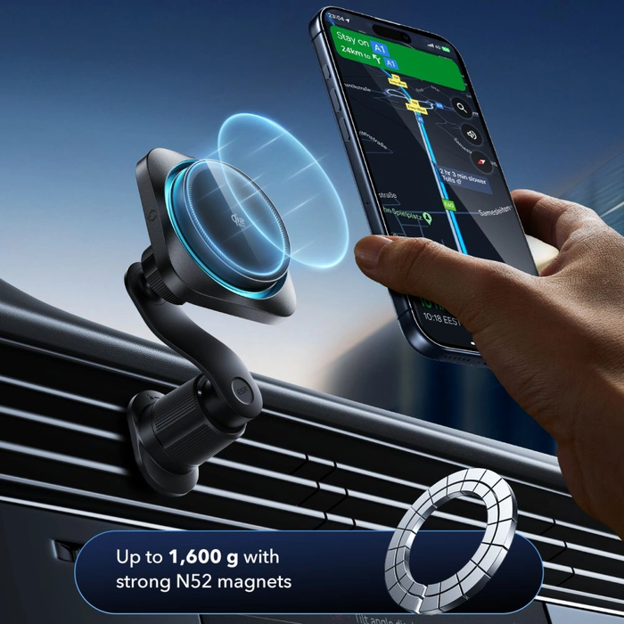 ESR OmniLock Cryoboost Magnetic MagSafe Vent Car Mount Wireless Charger Qi2.2 25W Black