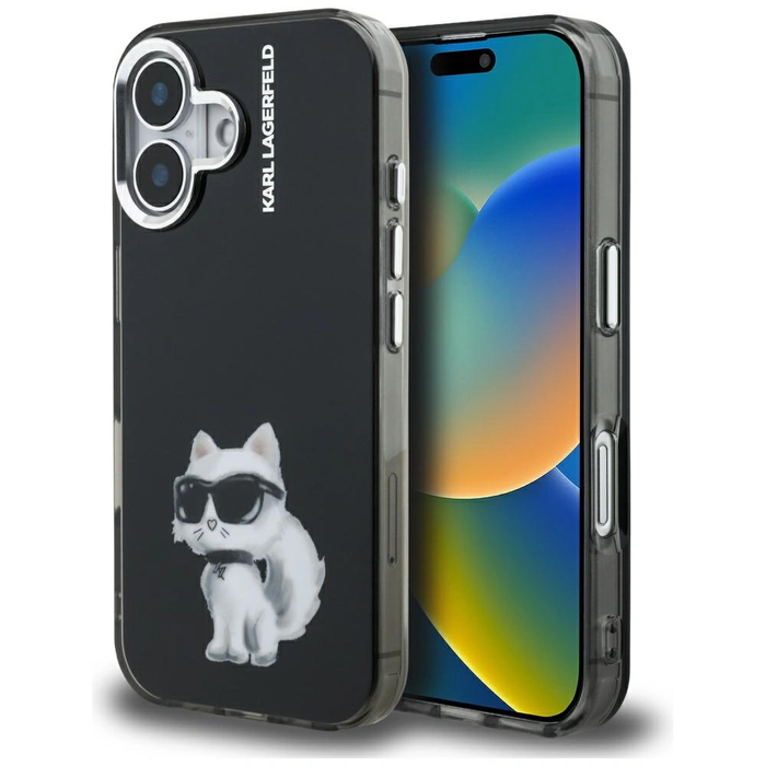 Karl Lagerfeld IML Aquarelle Choupette & Logo Apple iPhone 16 black