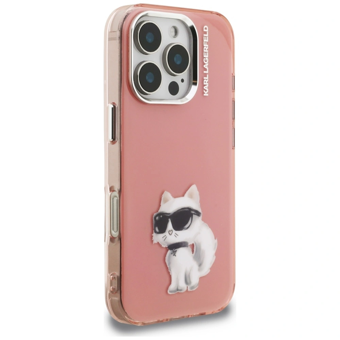 Karl Lagerfeld IML Aquarelle Choupette & Logo Apple iPhone 16 Pro pink