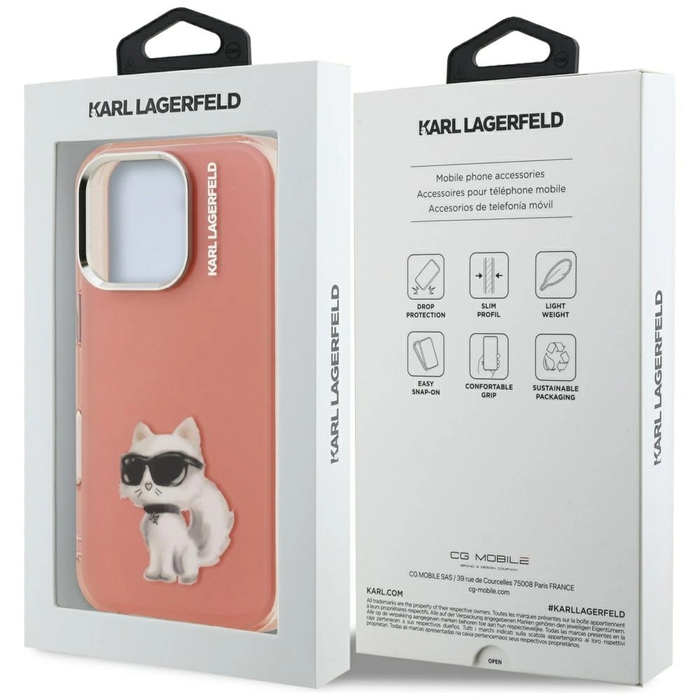 Karl Lagerfeld IML Aquarelle Choupette & Logo Apple iPhone 16 Pro pink