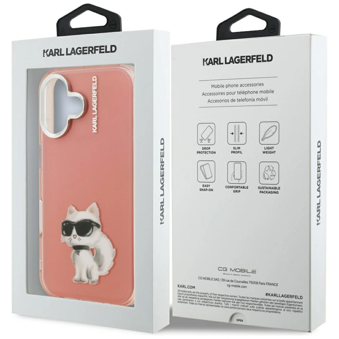Karl Lagerfeld IML Aquarelle Choupette & Logo Apple iPhone 16 pink