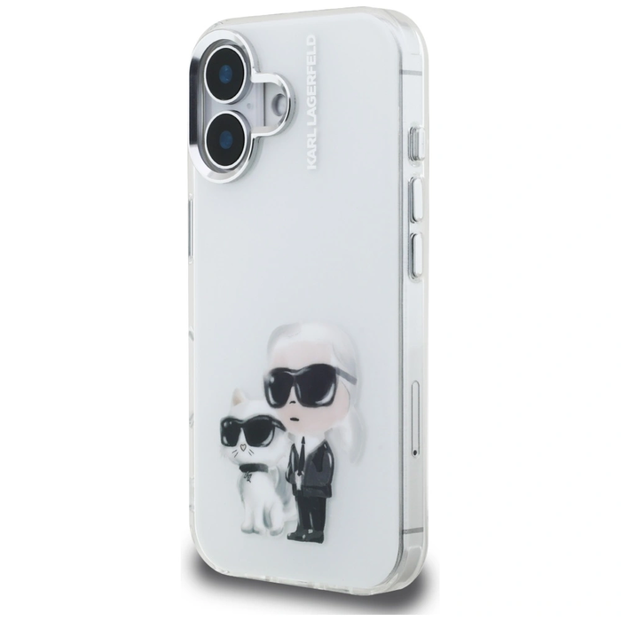 Karl Lagerfeld IML Aquarelle Karl & Choupette & Logo Apple iPhone 16 white