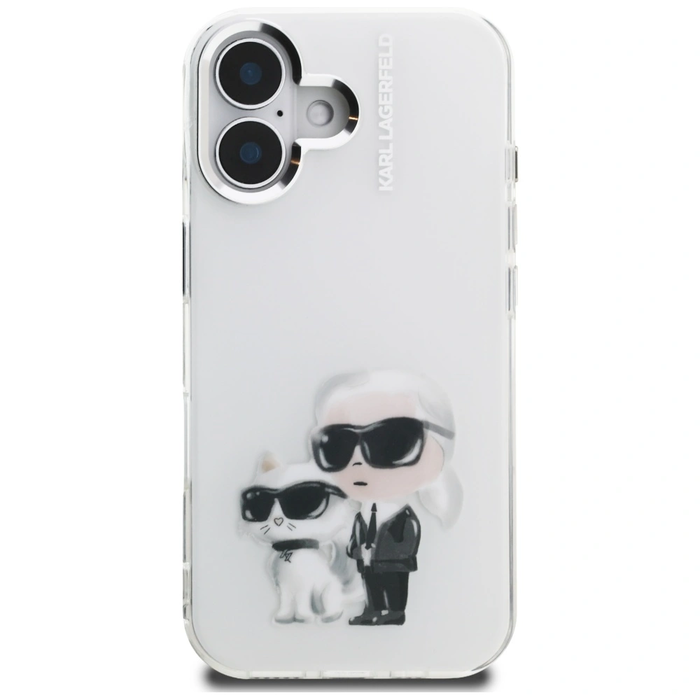 Karl Lagerfeld IML Aquarelle Karl & Choupette & Logo Apple iPhone 16 white