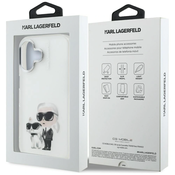Karl Lagerfeld IML Aquarelle Karl & Choupette & Logo Apple iPhone 16 white