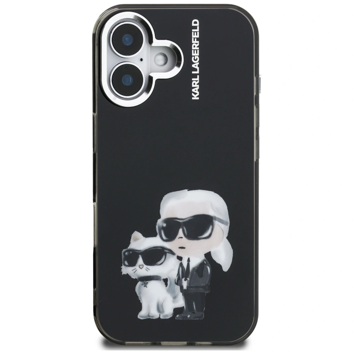 Karl Lagerfeld IML Aquarelle Karl & Choupette & Logo Apple iPhone 16 black