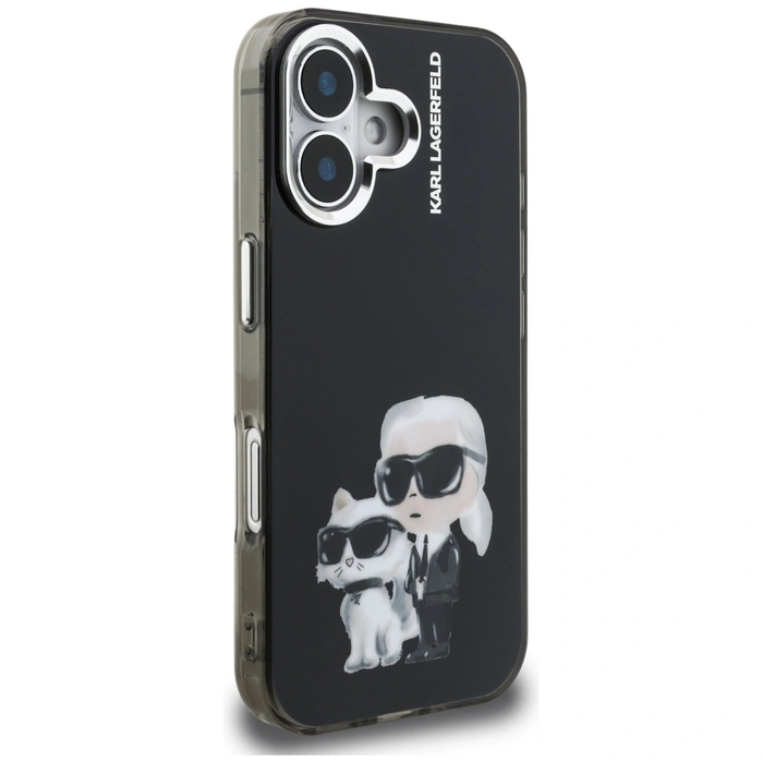 Karl Lagerfeld IML Aquarelle Karl & Choupette & Logo Apple iPhone 16 black