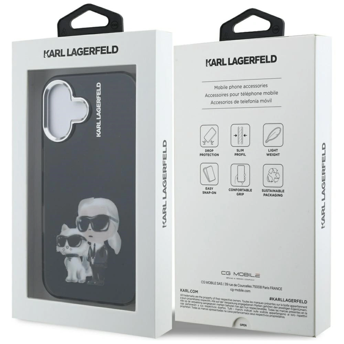 Karl Lagerfeld IML Aquarelle Karl & Choupette & Logo Apple iPhone 16 black