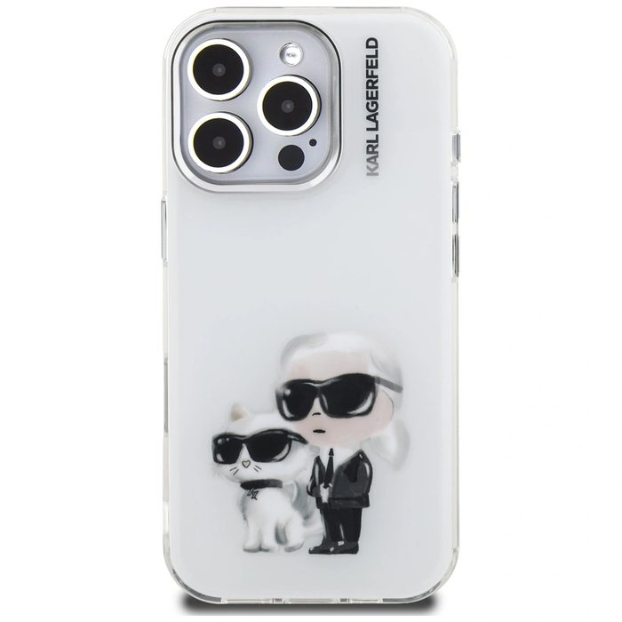 Karl Lagerfeld IML Aquarelle Karl & Choupette & Logo Apple iPhone 16 Pro white