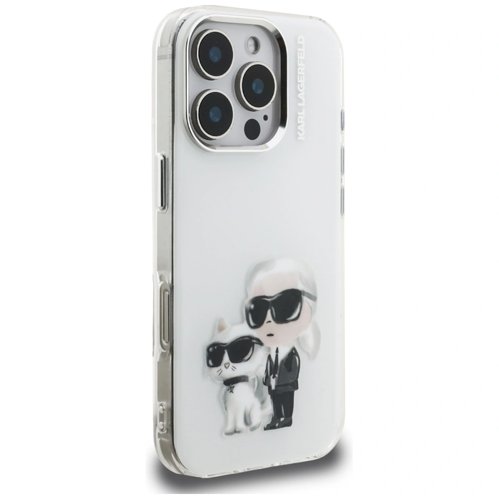 Karl Lagerfeld IML Aquarelle Karl & Choupette & Logo Apple iPhone 16 Pro white