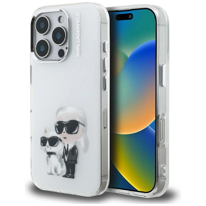 Karl Lagerfeld IML Aquarelle Karl & Choupette & Logo Apple iPhone 16 Pro Max white
