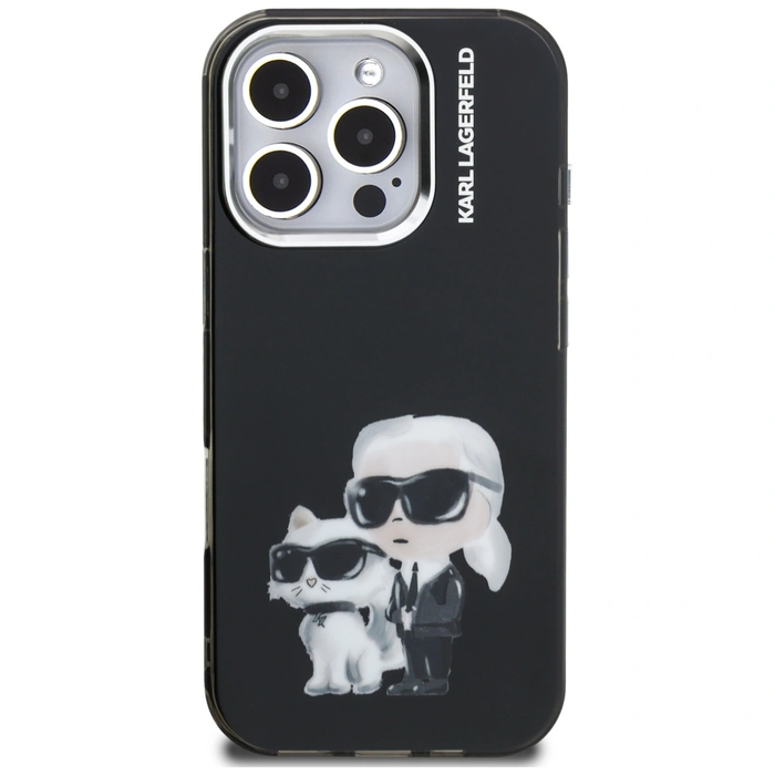 Karl Lagerfeld IML Aquarelle Karl & Choupette & Logo Apple iPhone 16 Pro Max black