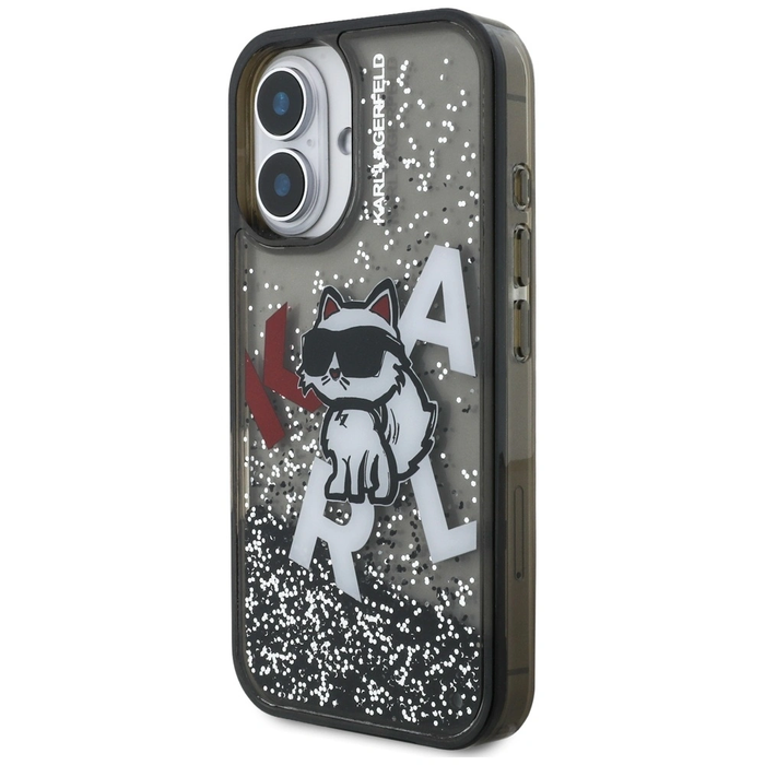 Karl Lagerfeld Liquid Glitter Choupette Logo Apple iPhone 16 black