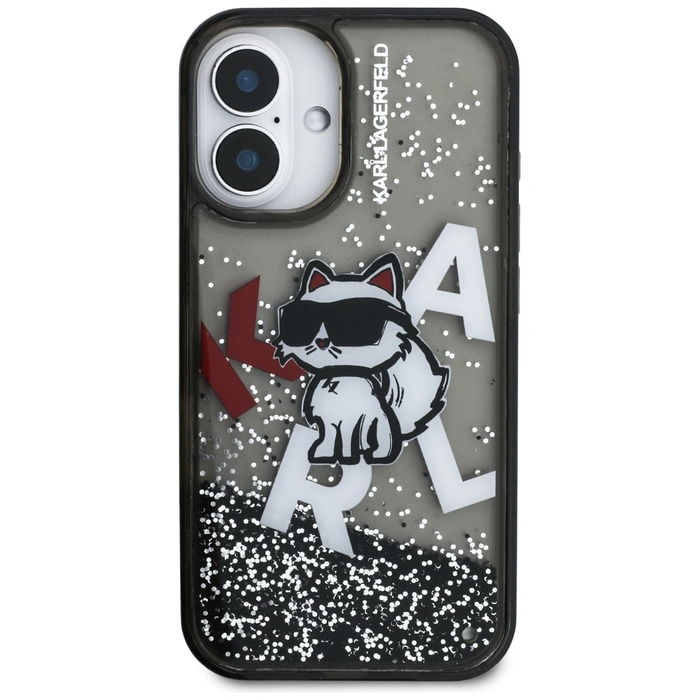 Karl Lagerfeld Liquid Glitter Choupette Logo Apple iPhone 16 black