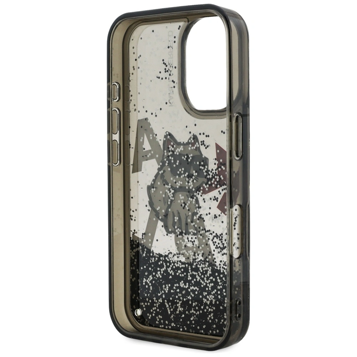 Karl Lagerfeld Liquid Glitter Choupette Logo Apple iPhone 16 black