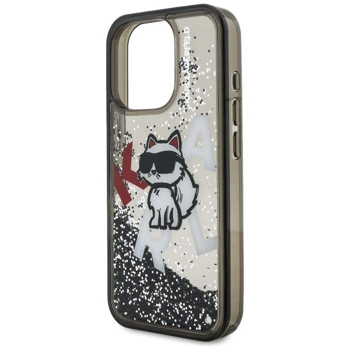 Karl Lagerfeld Liquid Glitter Choupette Logo Apple iPhone 16 Pro black