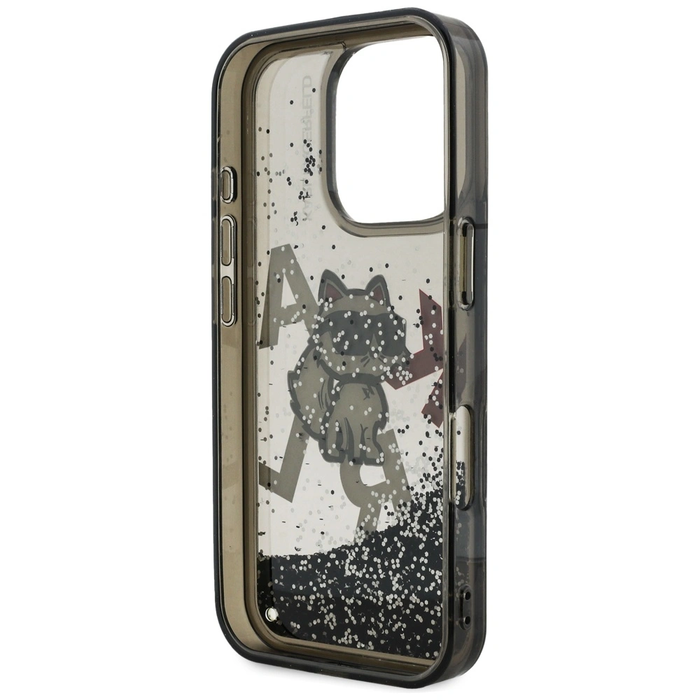 Karl Lagerfeld Liquid Glitter Choupette Logo Apple iPhone 16 Pro black