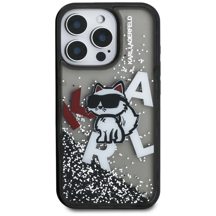 Karl Lagerfeld Liquid Glitter Choupette Logo Apple iPhone 16 Pro Max black