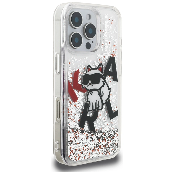 Karl Lagerfeld Liquid Glitter Choupette Logo Apple iPhone 16 Pro Max clear