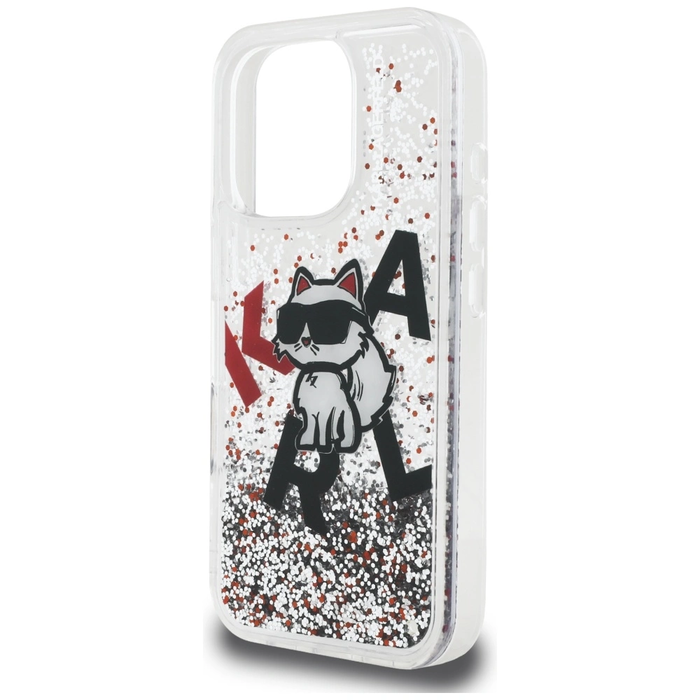 Karl Lagerfeld Liquid Glitter Choupette Logo Apple iPhone 16 Pro clear