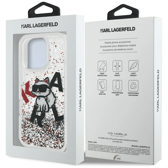 Karl Lagerfeld Liquid Glitter Choupette Logo Apple iPhone 16 Pro clear