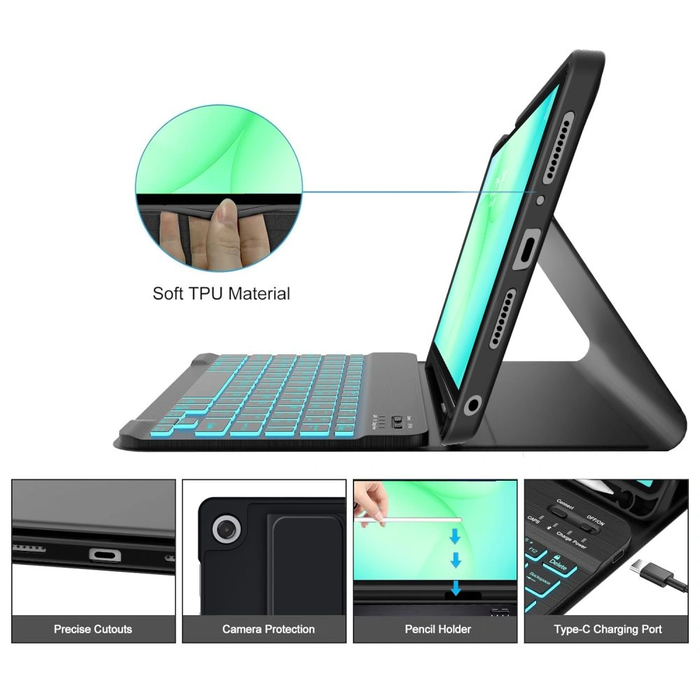 Tech-Protect SmartCase Pen + Keyboard Samsung Galaxy Tab A9+ / A11+ Plus 11.0 X210 / X215 / X216 / X230 / X235 / X236 Black