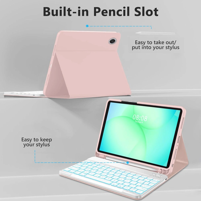 Tech-Protect SmartCase Pen + Keyboard Samsung Galaxy Tab A9+ / A11+ Plus 11.0 X210 / X215 / X216 / X230 / X235 / X236 Pink