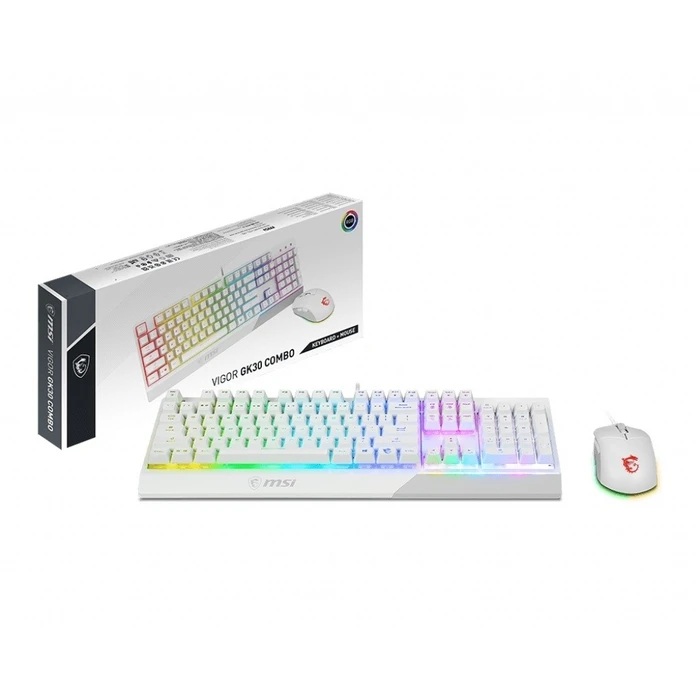 Σετ Πληκτρλόγιο και Ποντίκι Ασύρματο Msi Vigor Gk30 Combo White
