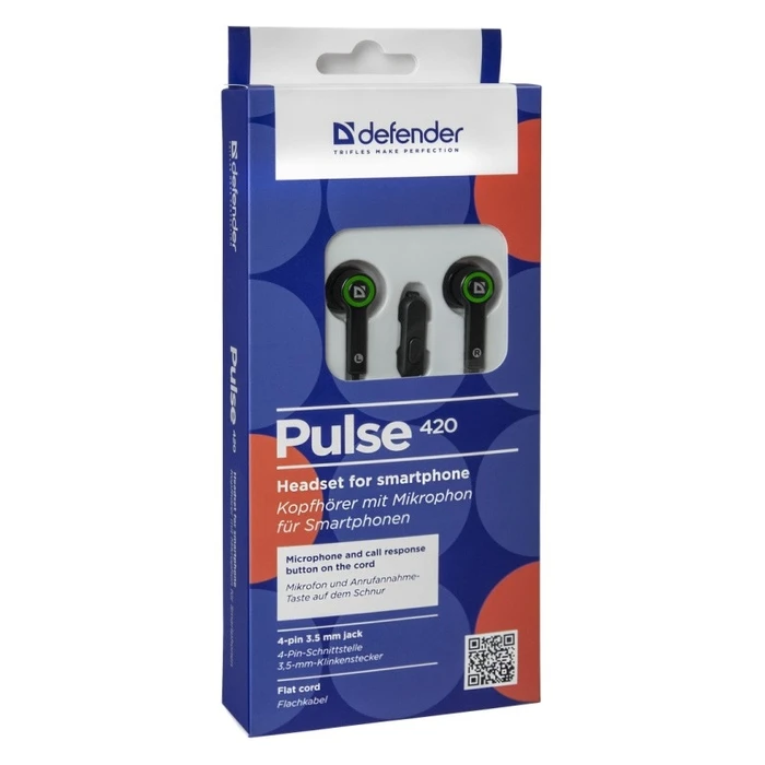 Handsfree Ακουστικά Defender Wired PULSE 420 Black-Green