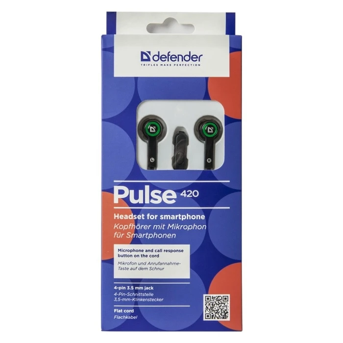 Handsfree Ακουστικά Defender Wired PULSE 420 Black-Green