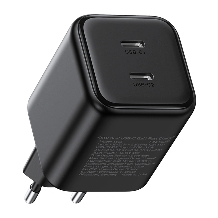 UGREEN Dual Charger 2xUSB-C GaN 45W X526 (black)