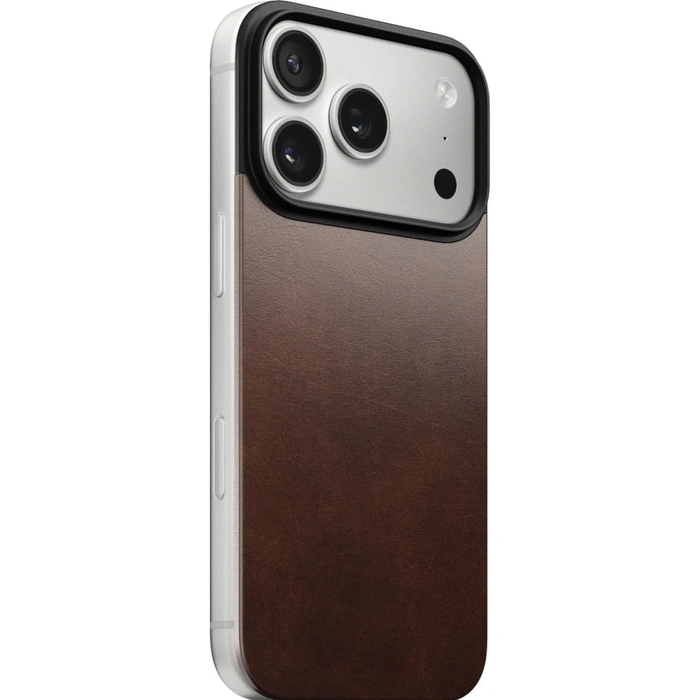 NOMAD Magnetic Leather Back Apple iPhone 17 Pro MagSafe, Horween leather (rustic brown)