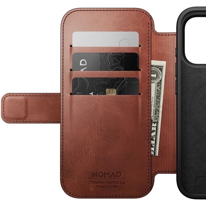 NOMAD Modern Leather Folio Apple iPhone 17 Pro MagSafe, Horween leather (olde dublin)