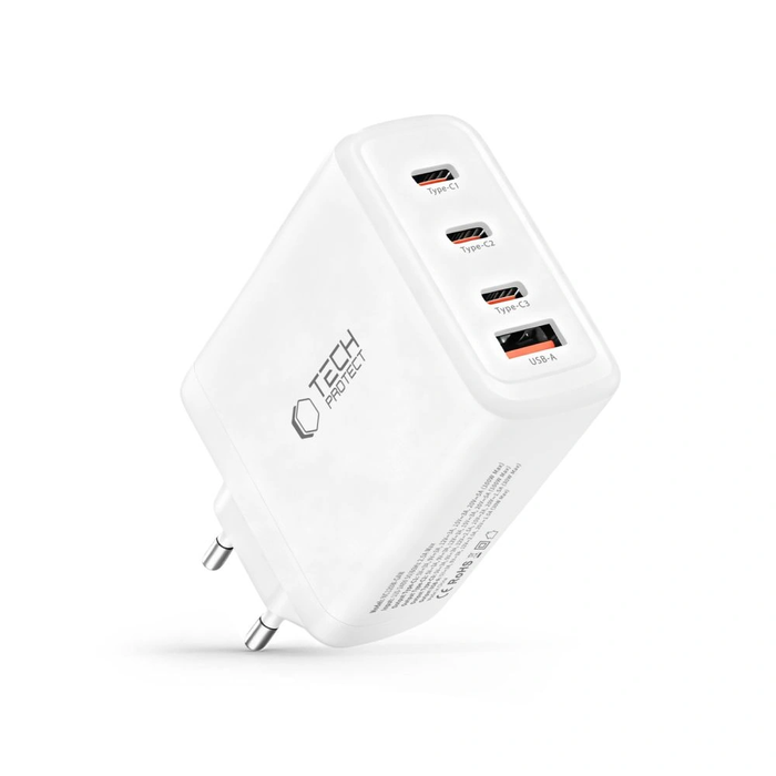 Tech-Protect NC120W-GAN 4-port Network Charger PD 120W / QC3.0 White