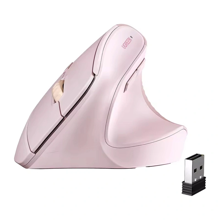 Ugreen M571 Wireless Vertical Mouse 2.4G 4000 DPI 1xAA (pink)