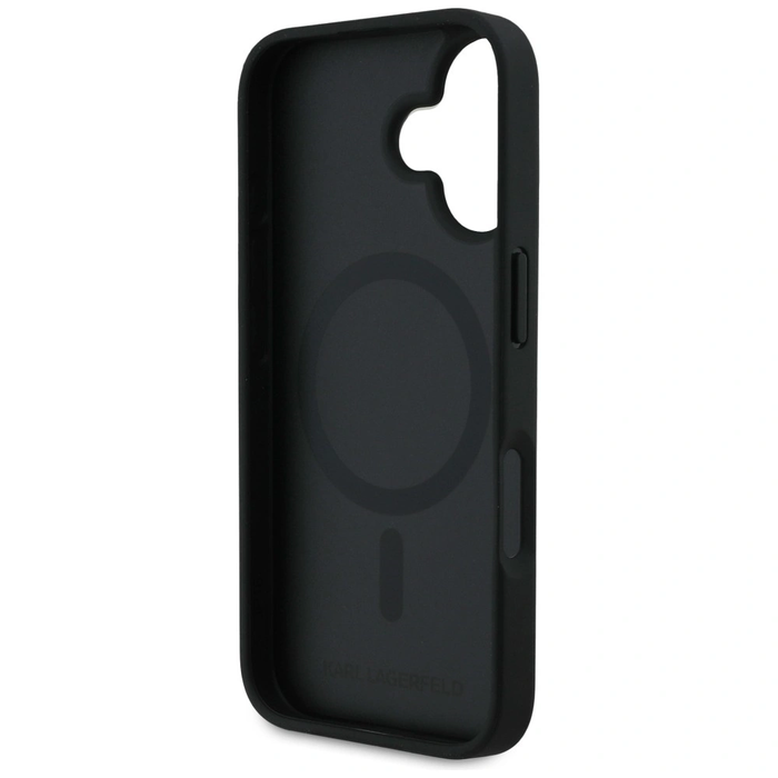Karl Lagerfeld Grained Pattern & Logo MagSafe Apple iPhone 16 black