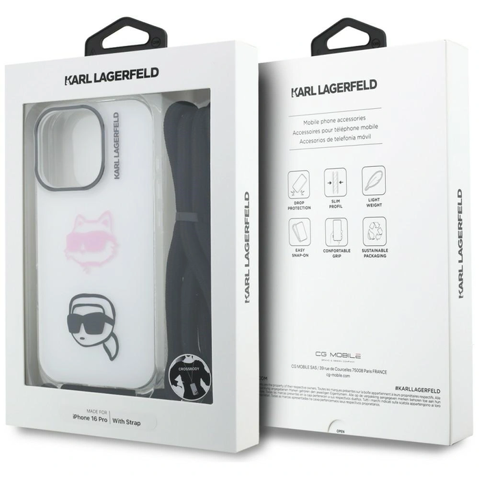 Karl Lagerfeld IML Crossbody Karl&Choupette Head Apple iPhone 16 Pro white