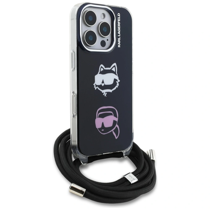 Karl Lagerfeld IML Crossbody Karl&Choupette Head Apple iPhone 16 Pro Max black