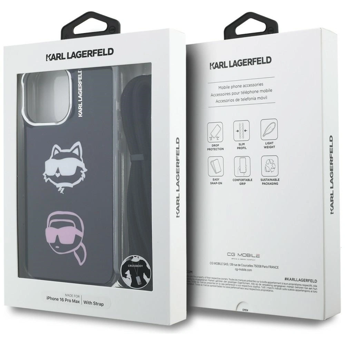 Karl Lagerfeld IML Crossbody Karl&Choupette Head Apple iPhone 16 Pro Max black