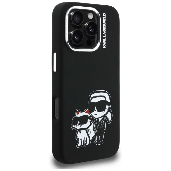 Karl Lagerfeld Silicone Karl&Choupette Sketch MagSafe Apple iPhone 16 Pro black