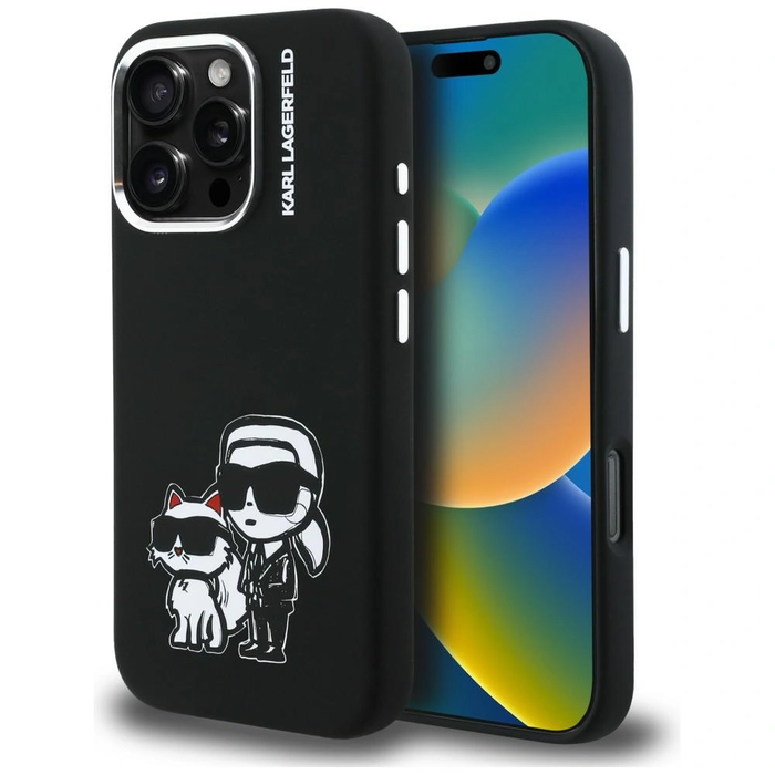 Karl Lagerfeld Silicone Karl&Choupette Sketch MagSafe Apple iPhone 16 Pro Max black