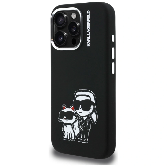 Karl Lagerfeld Silicone Karl&Choupette Sketch MagSafe Apple iPhone 16 Pro Max black