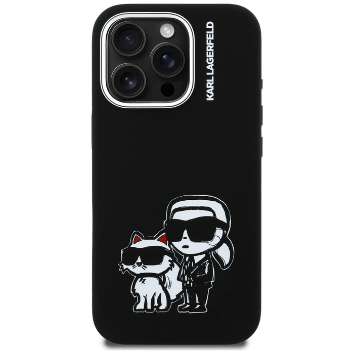 Karl Lagerfeld Silicone Karl&Choupette Sketch MagSafe Apple iPhone 16 Pro Max black