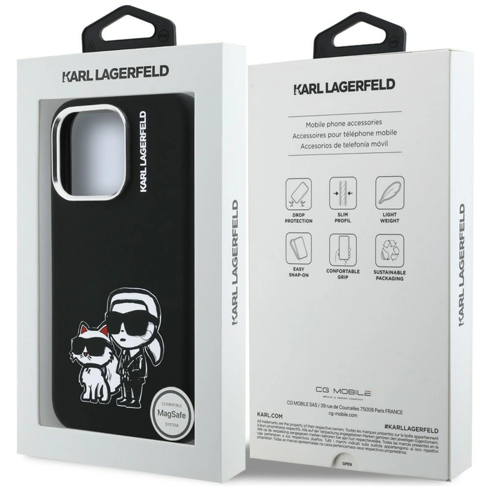 Karl Lagerfeld Silicone Karl&Choupette Sketch MagSafe Apple iPhone 16 Pro Max black