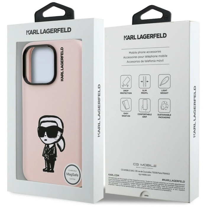 Karl Lagerfeld Silicone Karl Sketch MagSafe Apple iPhone 16 Pro Max pink
