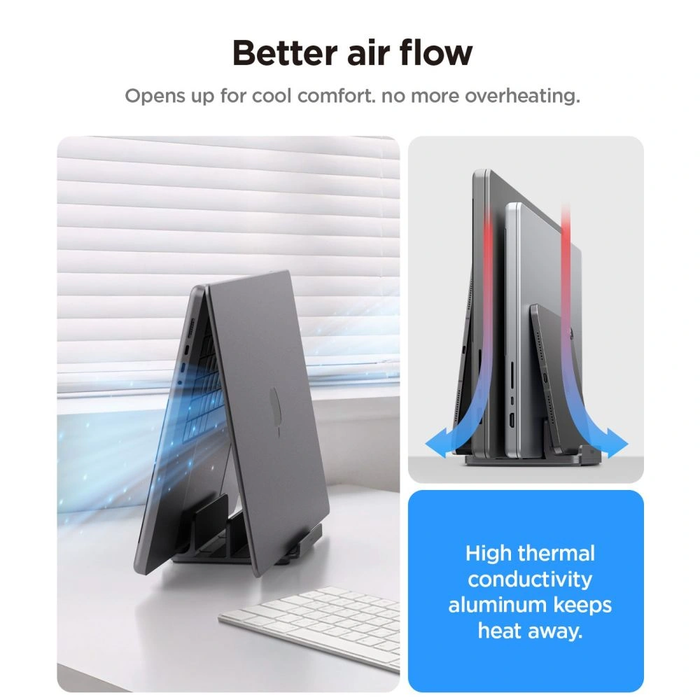 Spigen LD208S4 Vertical Laptop Stand Space Grey