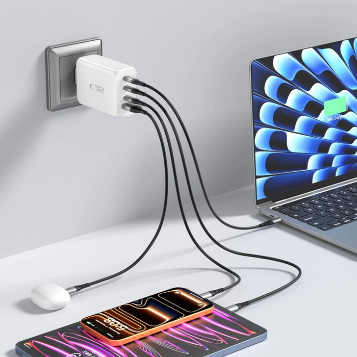 Tech-Protect NC240W-GAN 4-port Network Charger PD 240W / QC3.0 White